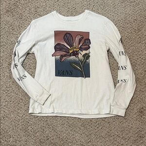 Vans White Long Sleeve with Floral Graphic
